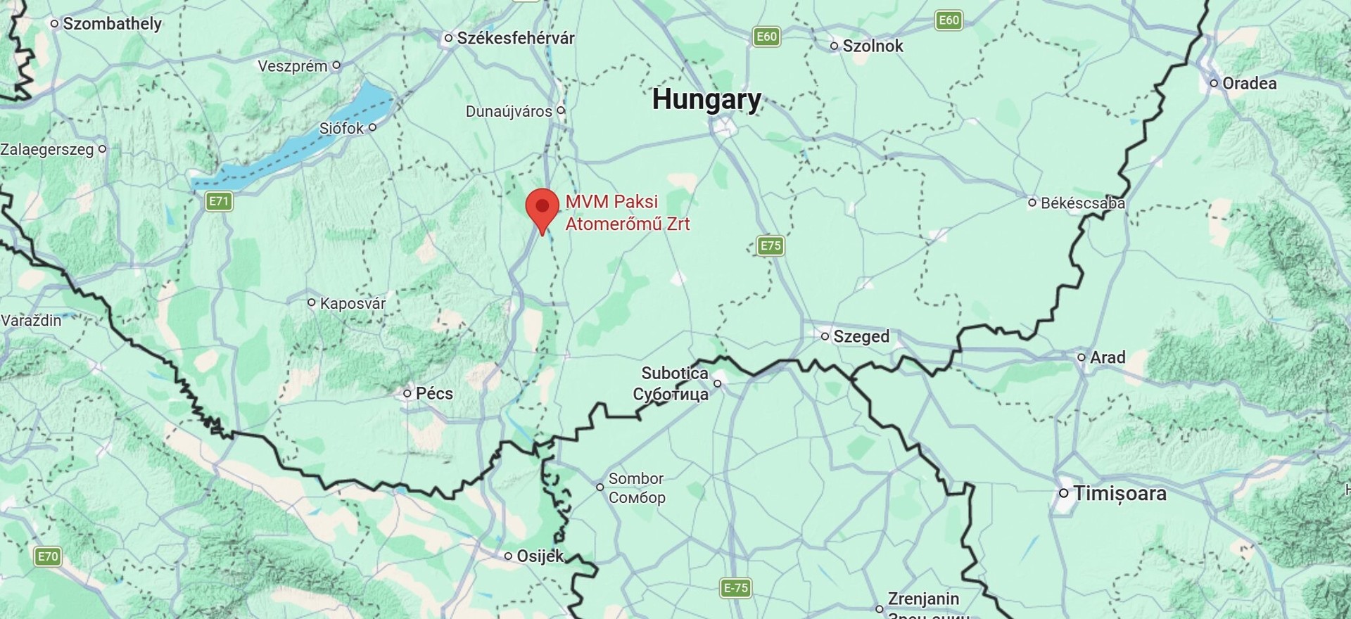 Позицијата на нуклеарната централа Пакс