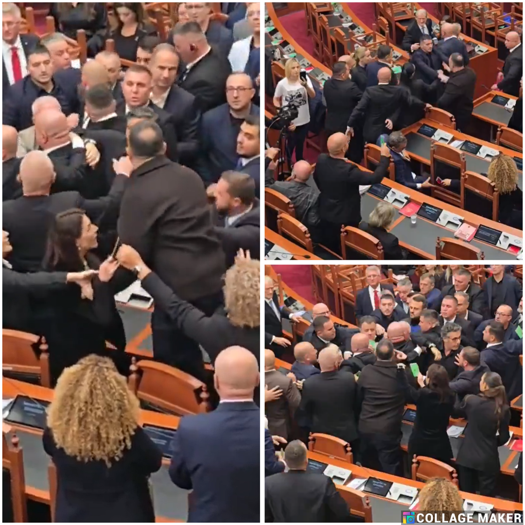 ВИДЕО | НАМЕСТО ДЕБАТА - ТЕПАЧКА ВО АЛБАНСКИОТ ПАРЛАМЕНТ: Пратениците ги заменија аргументите со тупаници, граѓаните протестираат