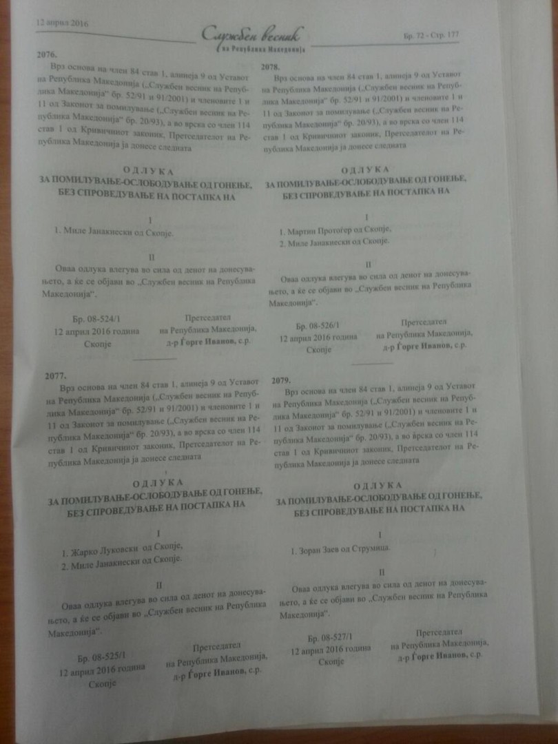 Одлука за Аболиција на Зоран Заев