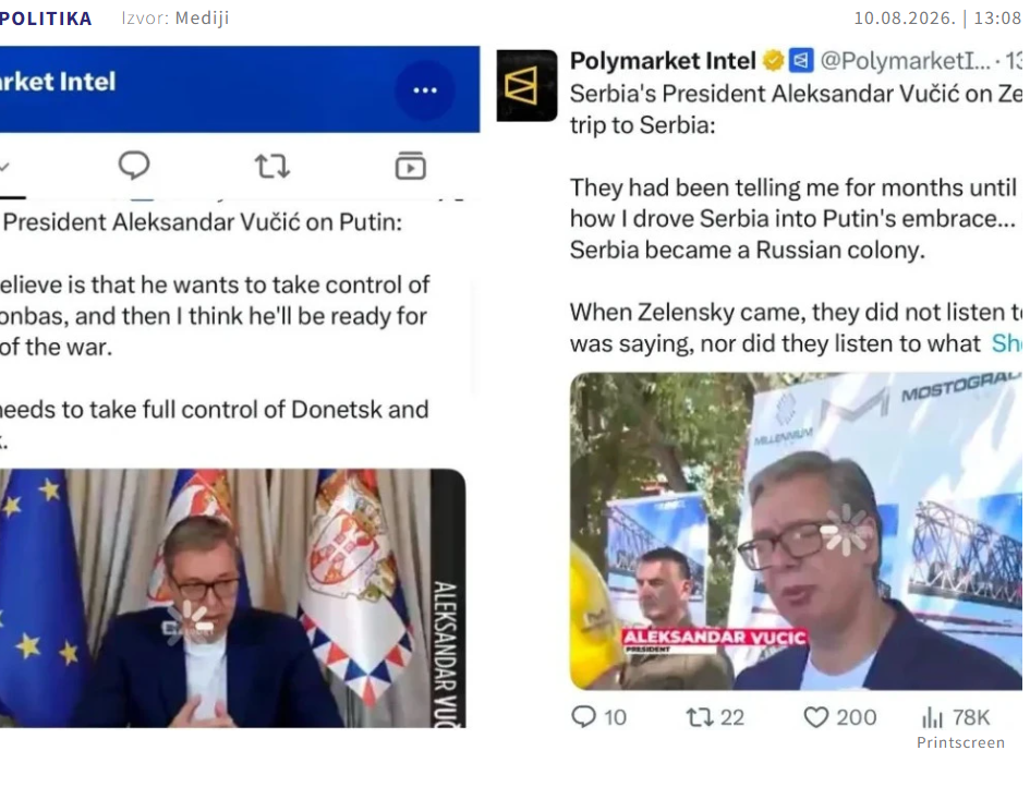 ВУЧИЌ СТИГНА И ДО „POLYMARKET“ -  Цел ден ги цитираат неговите зборови, одекнуваат низ светот