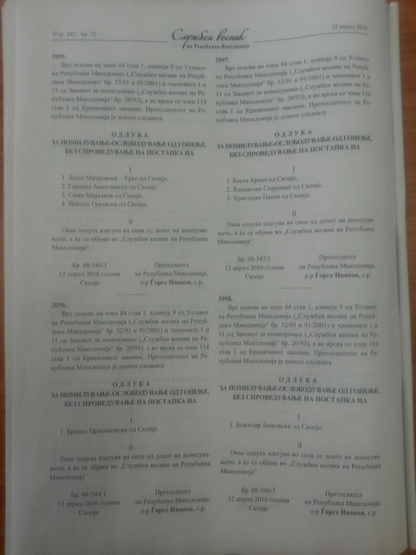 Одлука за помилување на Божидар Јанковски, сопругот на Радмила Шеќеринска и Бранко Црвенковски.&nbsp;Сопругот од 2009 до 2013 година самиот на себе си изнајмувал 4 станови сопственост на неговото семејство за суми кои се неколкупати повисоки од реалните. За станот на  Хаванска во Скопје, месечно, од Дајнерс, каде е управител на личната сметка си префрлал по 5300 евра. Само за овој стан, во периодот од 4 години, сопругот на Шеќеринска успеал да извлече од фирмата Дајнерс неверојатни 203 илјади евра. Над 100.000 евра за 5 години Бобо извлекол и  за станот на неговата мајка на Партизанска за кој месечно си плаќал по неверојатни 2.500 евра.