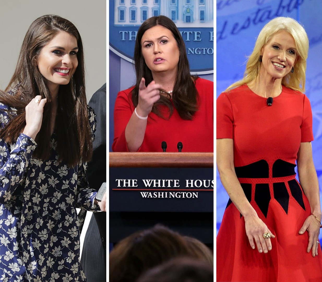 Hope Hicks, Sarah Huckabee Sanders and Kellyanne Conway