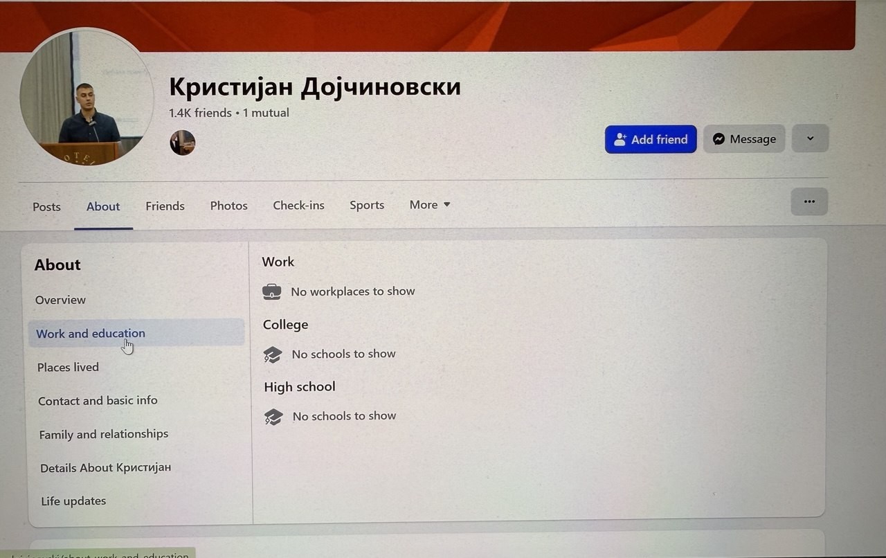 Фото: ФБ профил на Кристијан Дојчиновски